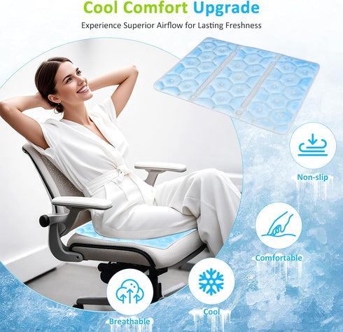 Y28F PCM Cooling Seat Cushion, Desk Chair Cushion Reusable Ice Mat with Cooling Mat Technology, No Condensation