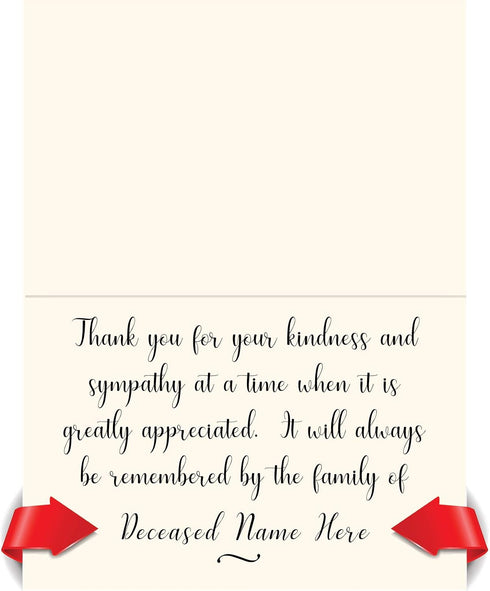 MPC Brands 50 80 lb Personalized Sympathy Thank You Cards with Message Inside Custom Funeral & Bereavement Thank You