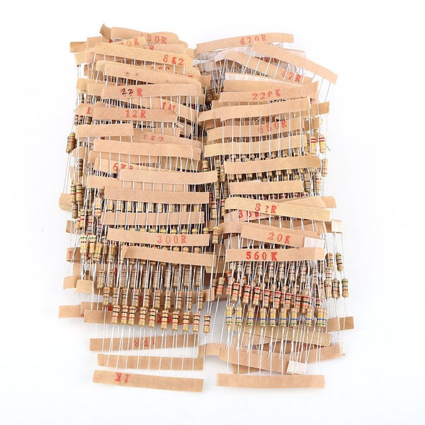 1000Pcs Resistor Kit, Electronic Resistance 5% Assortment 1 Ohm-10M Ohm 1/2W Carbon Film Resistors for DIY Projects