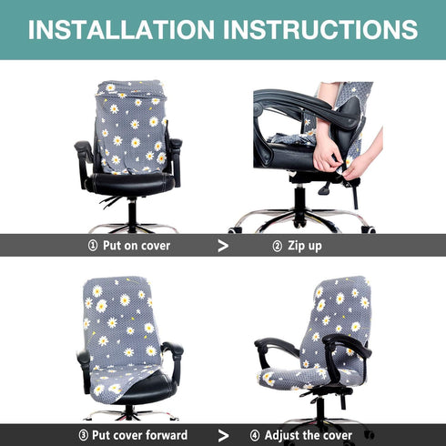 Melaluxe Universal Stretch Office Chair Cover, Computer Chair Slipcovers (Size: L) - Black