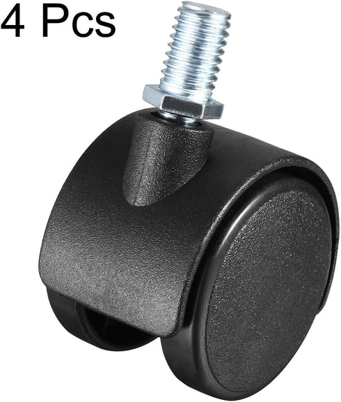 uxcell 1.5 Inch Swivel Caster Wheels Nylon 360 Degree Threaded Stem, Pack of 4, 100lb Total Capacity