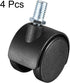 uxcell 1.5 Inch Swivel Caster Wheels Nylon 360 Degree Threaded Stem, Pack of 4, 100lb Total Capacity