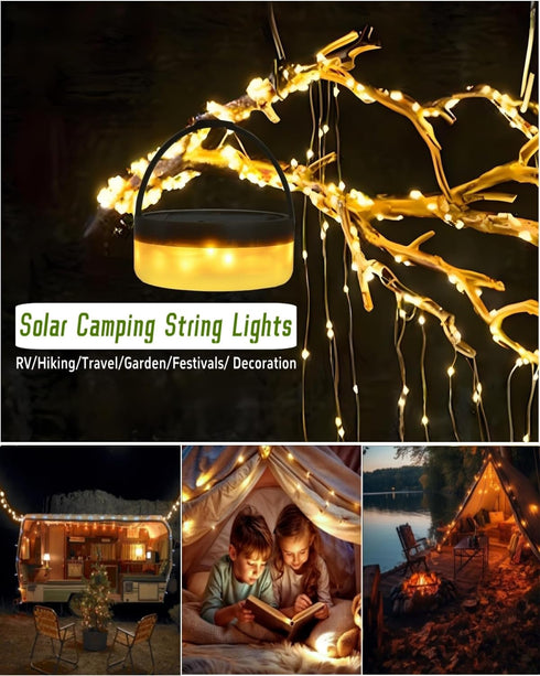 39.4 4 1 8 Solar Camping String Lights, FT Fairy String Light, in Portable Waterproof Camp LED Lamp with Lighting