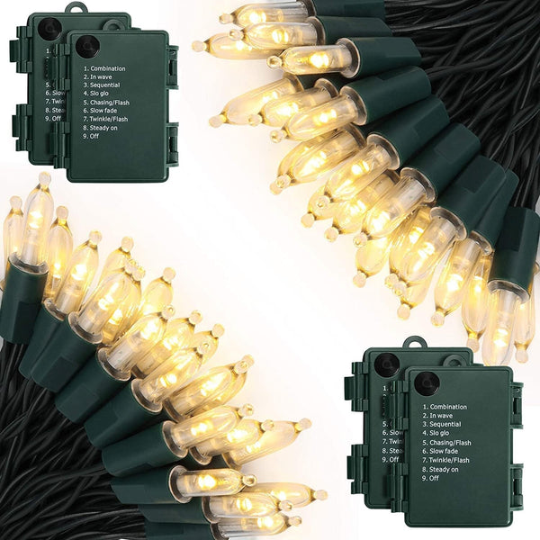 KOUQIYA Battery Operated Christmas Lights 4 Pack, 17ft 50 LED Mini String Light
