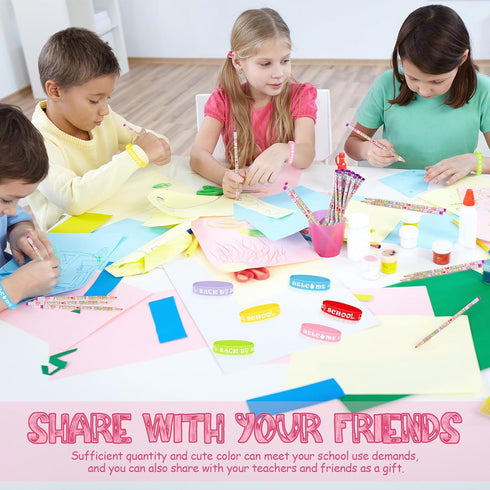 Sabary 48 Pcs Welcome Back to School Pencils, Rubber Bracelets, School Party Favors for Kids