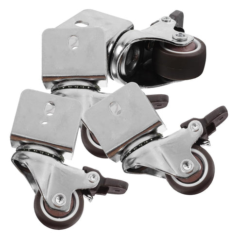 4pcs Heavy Duty Swivel Caster Wheels Set 1-inch U-Shaped Plate with Brake