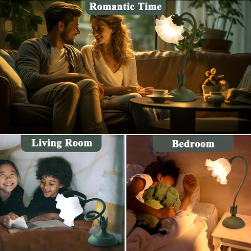 GUIGUZHJ 3 E26 Bulb, Flower Table Lamp, Level Brightness Vintage Flower Reading Light with Cute Desk Lamp Bedside Lamps