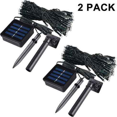 2 Pack 200 85.2ft 8 LED Solar String Lights, Modes Solar String Lights for Outside, Waterproof and Solar Powered