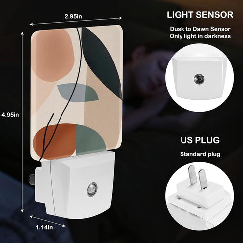 Jahiona White,0.5W LED Night Light Lamp with Smart Sensor Dusk to Dawn Sensor,Abstract Minimalism Art Night Light
