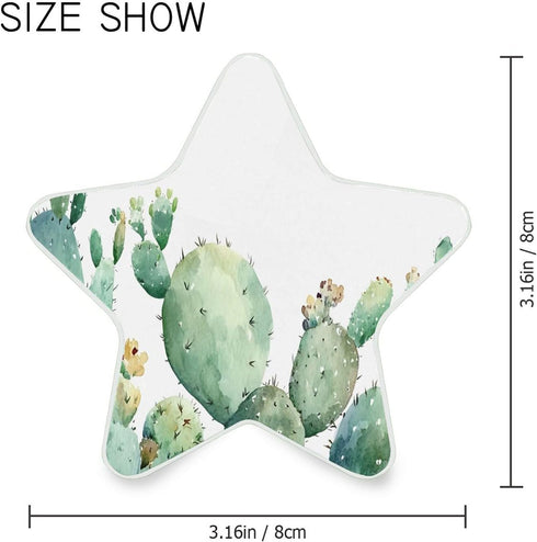 Burbuja 0.2W Watercolor Cactus LED Night Light Plug into Wall Star-Shaped Nightlight Dusk to Dawn Auto Sensor