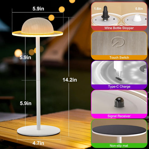 Dimmable (1 Pack) Nreonrick Wireless Bottle Lamp,RGB Table Lamp, Color Changing Desk Lamp, Music Sync Bedside Lamp