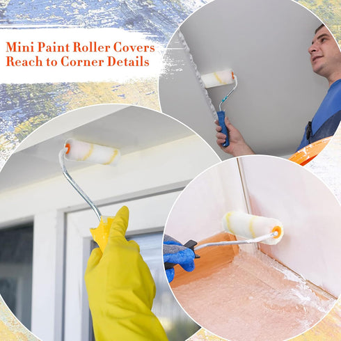150 4 Inch 1/2" Nuogo Pcs Mini Paint Roller Cover Nap Small Microfiber Roller Covers Home Repair Tools House Household
