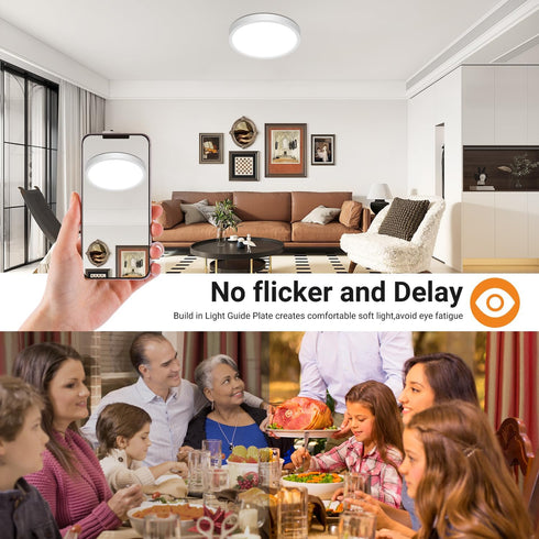 2Pack 9 Inch 18W, 2200LM, 0.7 Inch, 3000K-6500K Closet, slochi LED Flush Mount Ceiling Light Fixture, Super Slim