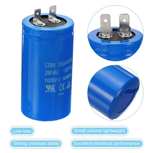 PATIKIL CD60 Run Capacitor - 300uF/MFD 250VAC 15% Tolerance for Air Compressor Motor Starts
