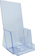 YOUNI (2 Pack) 4" Wide Tri-Fold Brochure with Business Card Holder - Clear Acrylic Counter-top Organizer