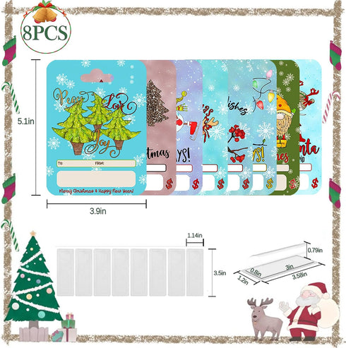Laverteach Set 8 Christmas Money Holder Cards of for Cash Gift,Christmas Cards Money Holder Ornaments with Cover