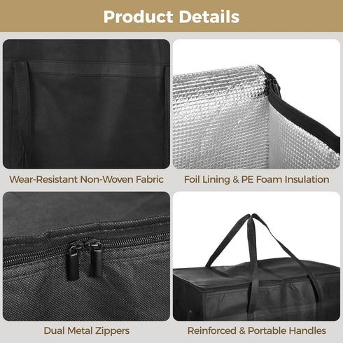 3 Frozen Lnrueg PCS Insulated Food Delivery Bags, XXXL Pizza Cooler Bag, Thermal Hot Cold Carrier for Catering
