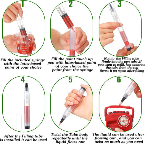 6ml Touch up Paint Pen Fillable Brush Pens for Wall Wood Repair, Clear Furniture Paint Kit (10)