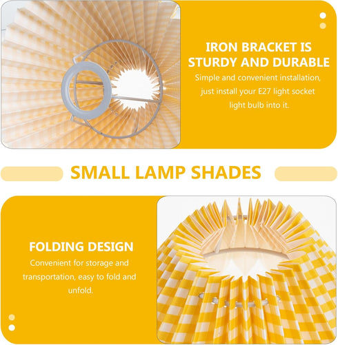 E27 (9.4X9.4X6.3in SOLUSTRE Pleated Cloth Lampshade Base Light Shade Drum Chandelier Shades Floor Lamps Yellow