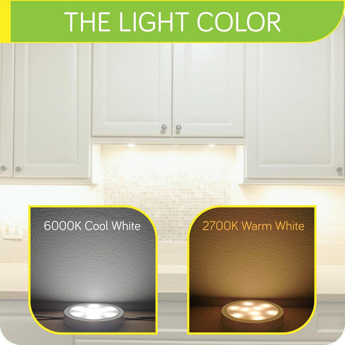 Closet 120V Dimmable, 4-Way 4 LED Light Kit, Kitchen Under Cabinet Accent Lighting, Plugged in Wired Puck Lights, Smart
