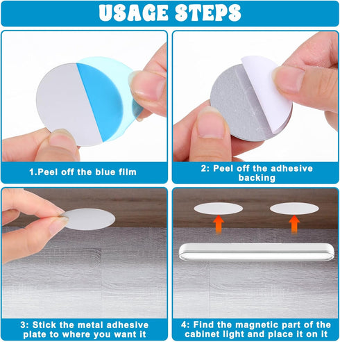 Josojoou 20Pcs Under Cabinet Lights Magnetic Stickys, Replacement Magnetic Strips with Adhesive Backing, Lighting