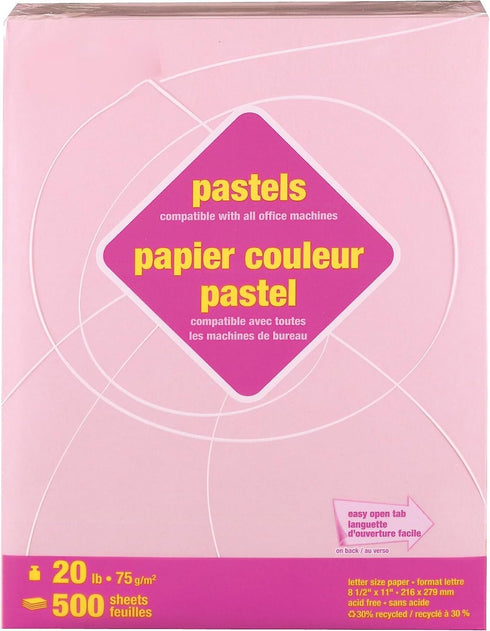 8 1/2-Inch 11-Inch 500/Ream, Staples Pastel Colored Copy Paper x Pink For Office, School & Home