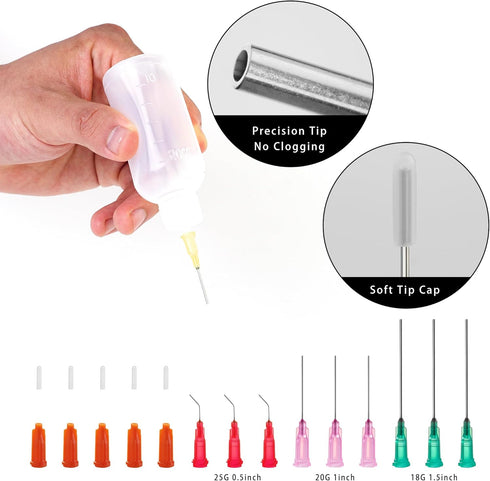 50ml Precision Tip Applicator Bottle with Blunt Tip Needle and Cap, 18G 20G 25G Needle Tip Squeeze Bottle