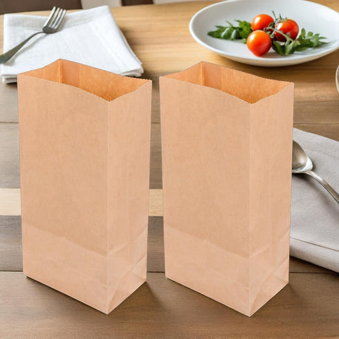 100pcs 18x9x5.5cm Packaging Gadpiparty Brown Kraft Paper Bread Bags Disposable Bakery Storage Pouches with Wax Coating