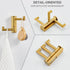 Angle Simple 3 Arms Towel Hook, Brushed Gold 304 Stainless Steel Swivel Triple Towel Holder, Wall Mount