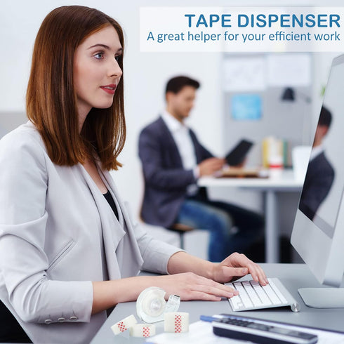 Yahenda 32 Pcs Invisible Tape and Refillable Dispensers, 0.7 x 985 Inches Transparent Tape for Office Home