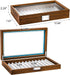 Yesland Black Walnut Wood Pen Display Box, 12 Slot Fountain Pen Organizer with Clear Glass Window, Luxury Pen