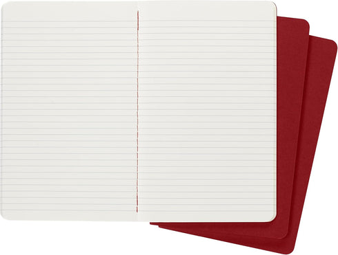 Moleskine Cahier Journal, Soft Cover, Large (5" x 8.25") Ruled/Lined, Cranberry Red, 80 Pages (Set of 3)