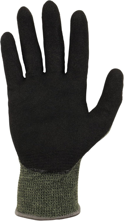 Ergodyne ProFlex 7042 Cut Resistant Work Gloves, ANSI A4, Green, Contact Heat Resistant Sandy Nitrile Coated Palms