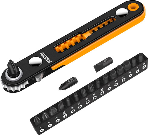 KSEIBI 181787 Mini Ratchet Wrench Set, 18-Piece 1/4" Drive Tool Kit with Durable Right Angle Screwdriver Bits