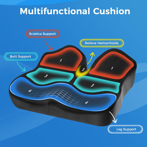 Tailbone Niceeday Seat Cushion for Office Chair & Car - Premium Memory Foam with Ergonomic U-Shape Design - Enhanced