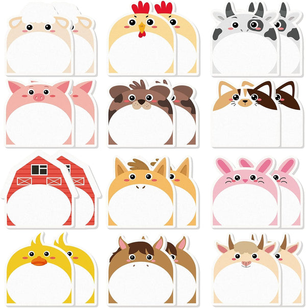 Yinder 24 Pads Cute Cartoon Sticky Notes, Kawaii Fun Notepads for Office Home Kids Students Roommates