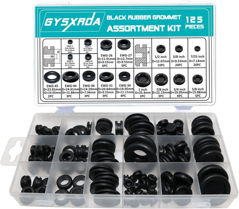 Rubber Grommet 125 PC - 18 Sizes, Firewall Rubber Hole Plugs for Wiring, Automotive Grommet, Home Improvement