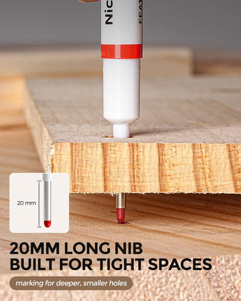 6 20mm Nicpro PCS Long Nib Marker Pens, Deep Hole Marker, Quick Dry & Waterproof Construction Markers, Long Head