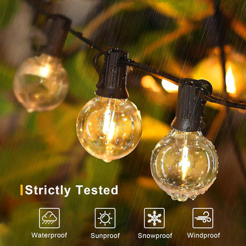 G40 Bulbs (25ft 14 Bulbs) GvvooHome Outdoor String Lights, LED Patio Hanging Lights with Waterproof Globe Plastic
