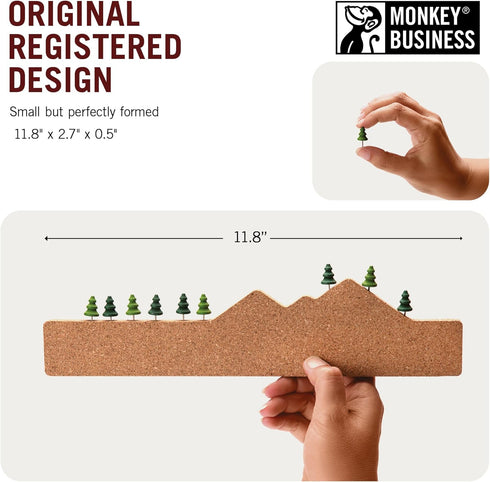 Monkey Business Memo Mountain Cork Board Strip, Corkboard Pin Board with Mountain Scene Pushpins