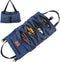 Roll Up Tool Bag, 16OZ Canvas Wrench Roll Up Pouch, Multi-Purpose Tool Organizer with 5 Zippered Pockets