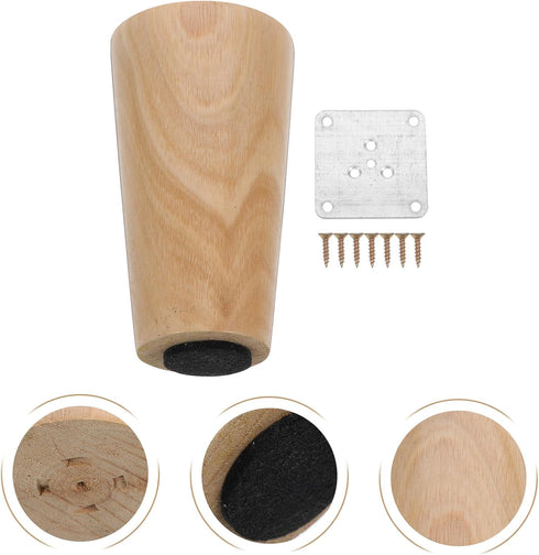 4pcs Luxshiny Solid Wooden Furniture Legs with Anti-Slip Pads Straight Replacement Bed Legs for Sofa Cabinet Tv Stand
