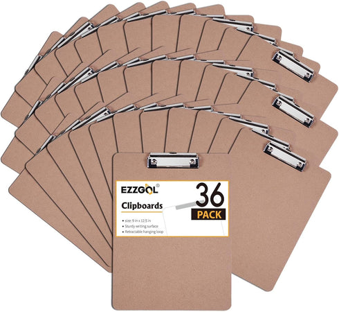 EZZGOL Clipboards Bulk, 36 Pack Letter Size Wood Clipboards with Low Profile Clip for School Classroom Home