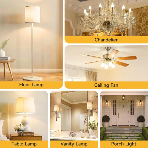 12-Pack 40W Bulbs, 2700K Lightbulbs, E12 5W B11 Bulb, C37 Non-dimmable SHINESTAR Candelabra Equivalent LED Light Warm