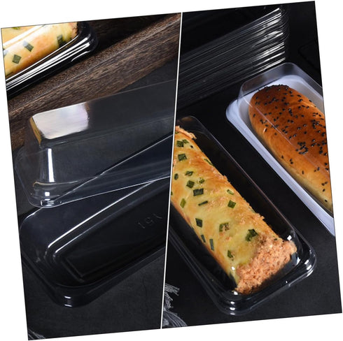 16pcs Packaging Creative Bread Box with Lid Black Rectangular Cake Storage Case for Bakery, Loaf Bread and Household
