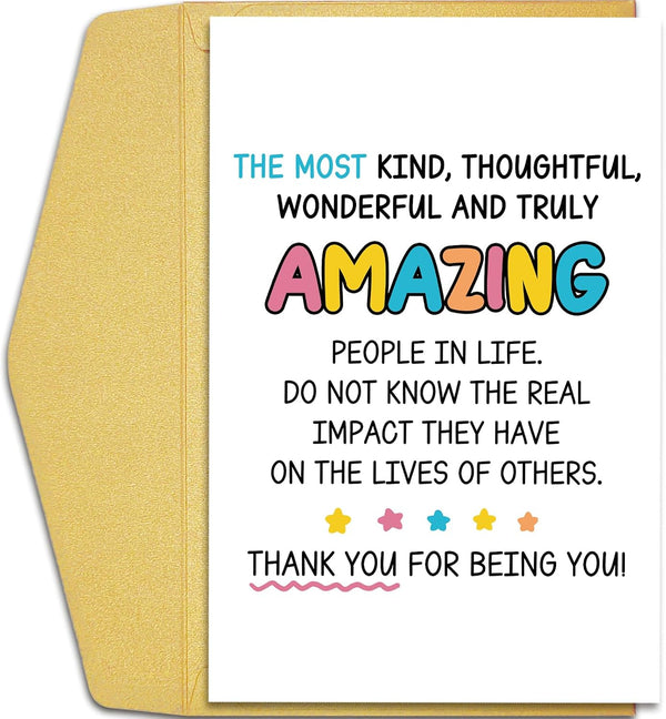 Qiliji Cute Thank You Card, Thank You Card for Friend Bestie, Appreciation Card