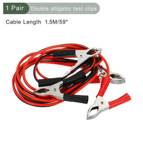 YOKIVE 1 Pair Dual Alligator Clip with Booster Jumper Test Cable | Connecting Battery, Great for Electronic Equipment (Black, Red, Silver, 5A, 1.5M)