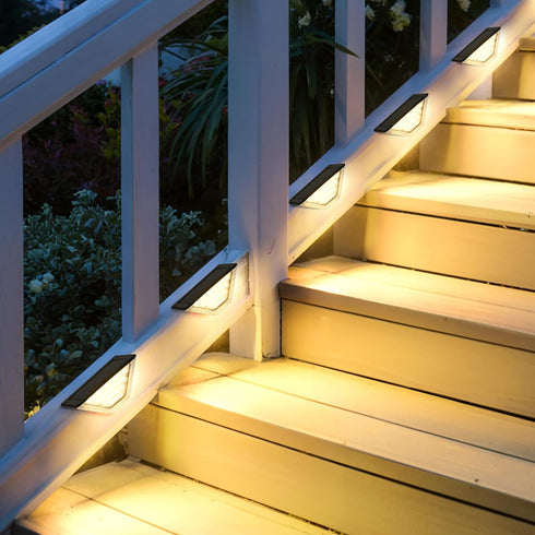SOLPEX 6 Pack Four-Sided Illumination Solar Step Lights for Outside, Solar Stair