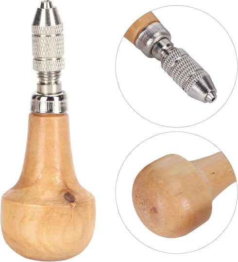3 Set Pin Vise Chuck, Wooden Handle Pin Vise Set for Jewelry Production Making Tool