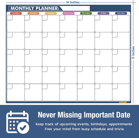 Magnetic Whiteboard Calendar for Fridge, Dry Erase Family Chore Chart with Grocery List, Markers, Eraser